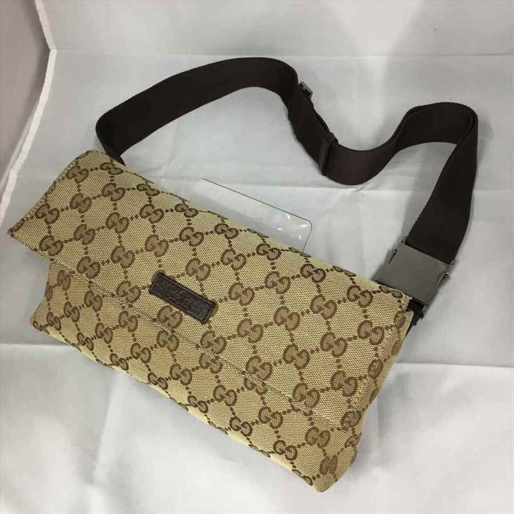 GUCCI Waist Bag Pouch Clutch GG Canvas Beige Brown